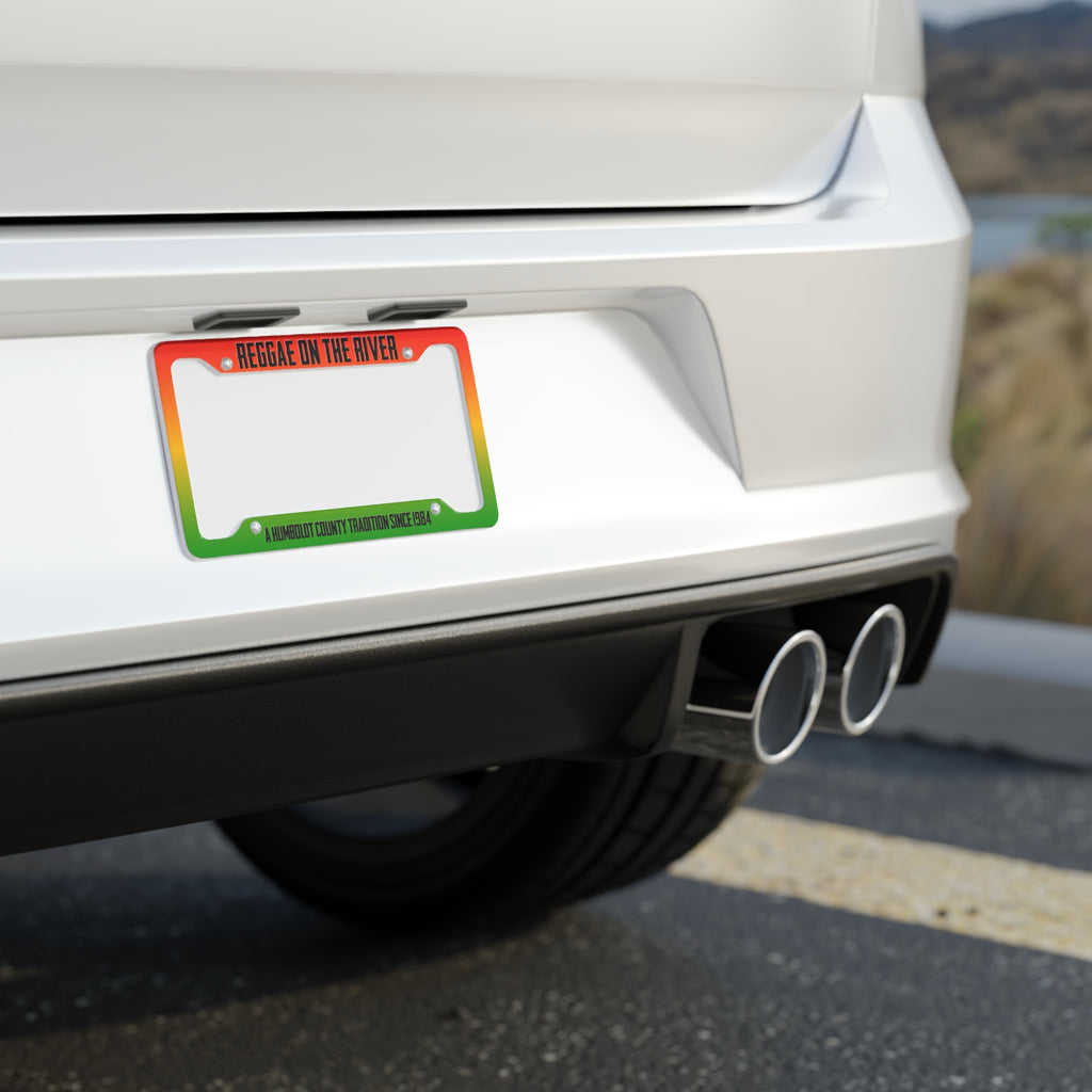 Reggae on the River License Plate Frame — Rasta Gradient 'A Humboldt County Tradition Since 1984'