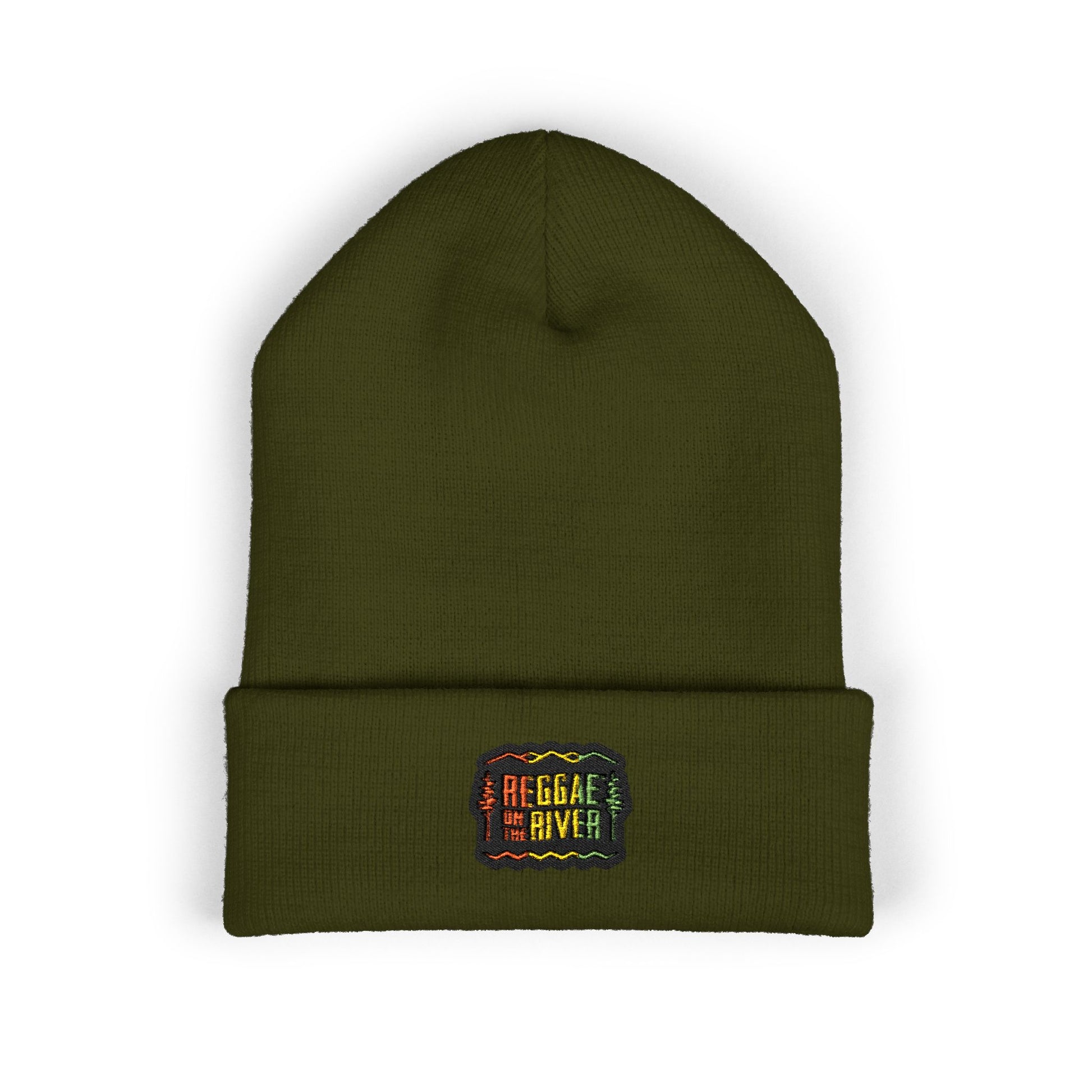 Embroidered Rasta Patch Beanie — Classic Cuffed Knit Hat