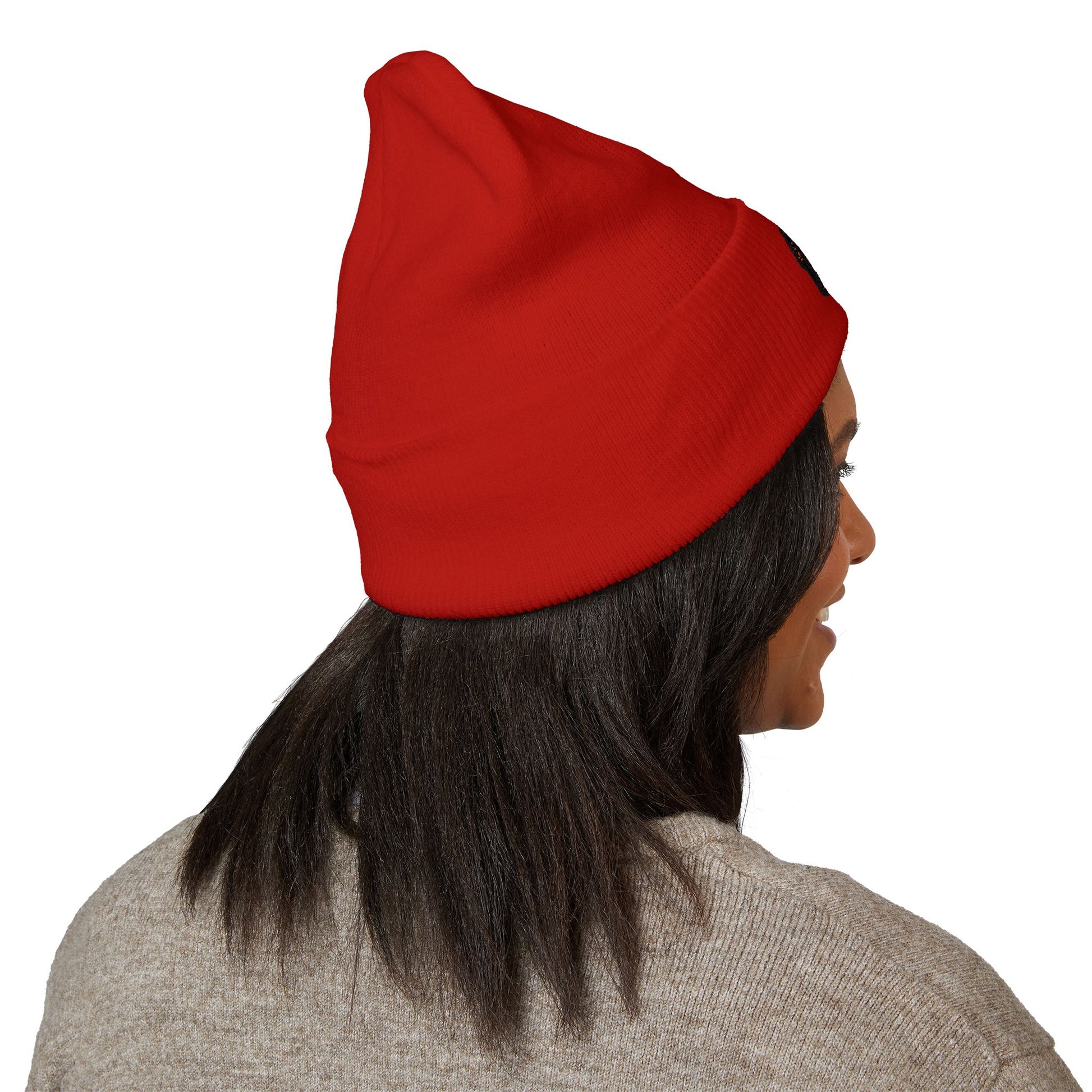 Embroidered Rasta Patch Beanie — Classic Cuffed Knit Hat