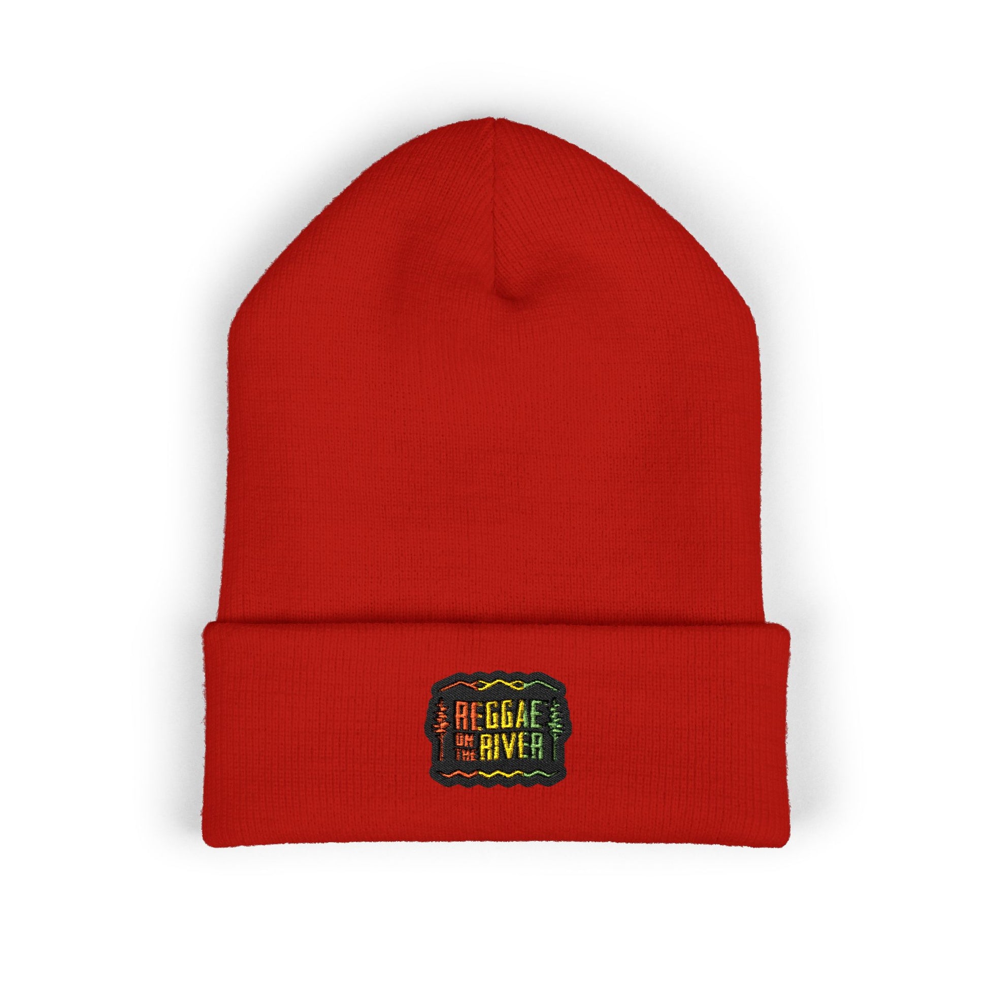 Embroidered Rasta Patch Beanie — Classic Cuffed Knit Hat