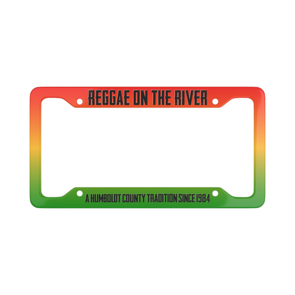 Reggae on the River License Plate Frame — Rasta Gradient 'A Humboldt County Tradition Since 1984'