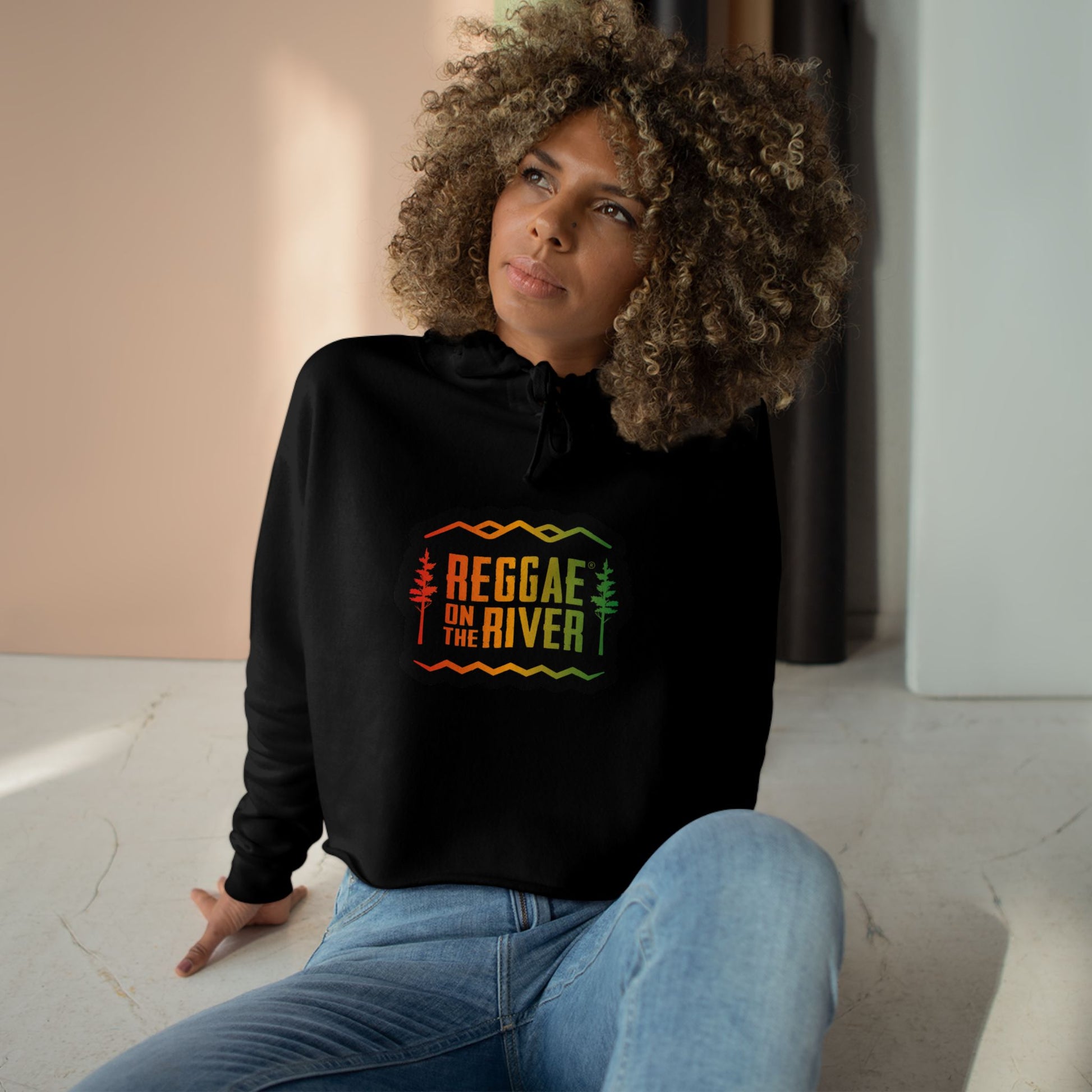 Reggae on the River Cropped Hoodie — Rasta Music Festival Crop Sweatshirt