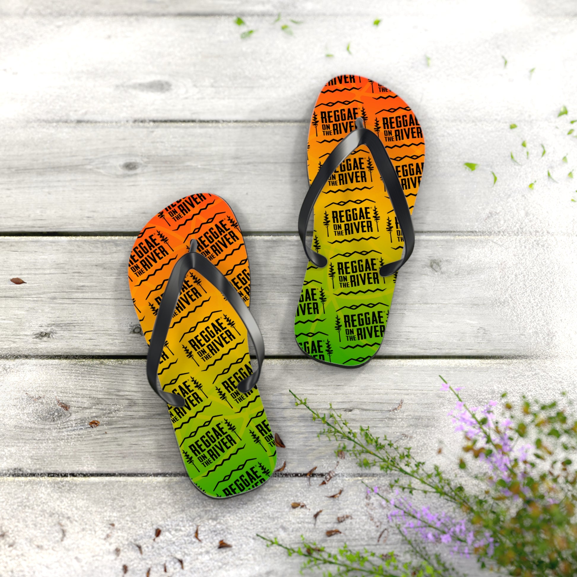 Reggae on the River Flip Flops — Rasta Sunset Beach Sandals