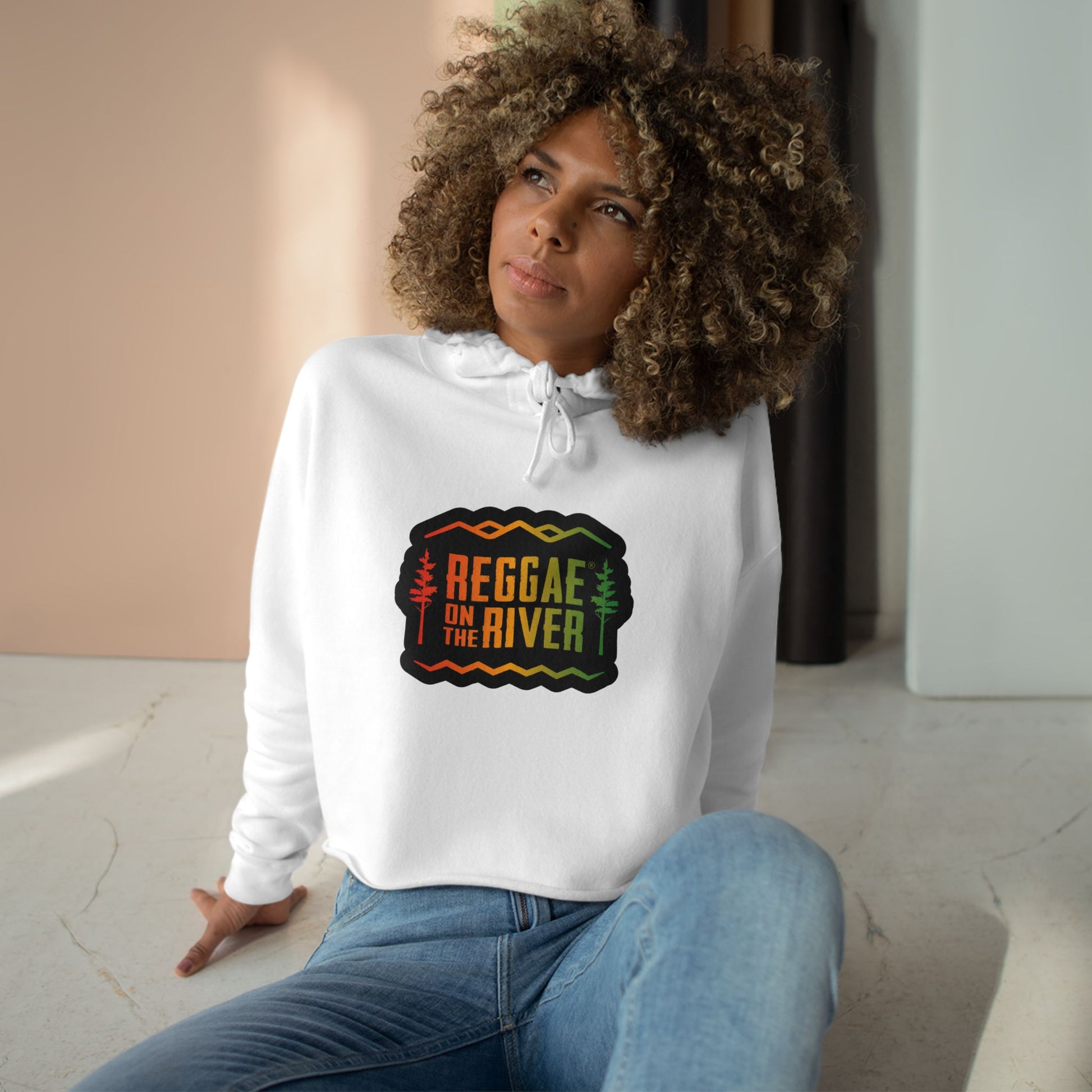 Reggae on the River Cropped Hoodie — Rasta Music Festival Crop Sweatshirt