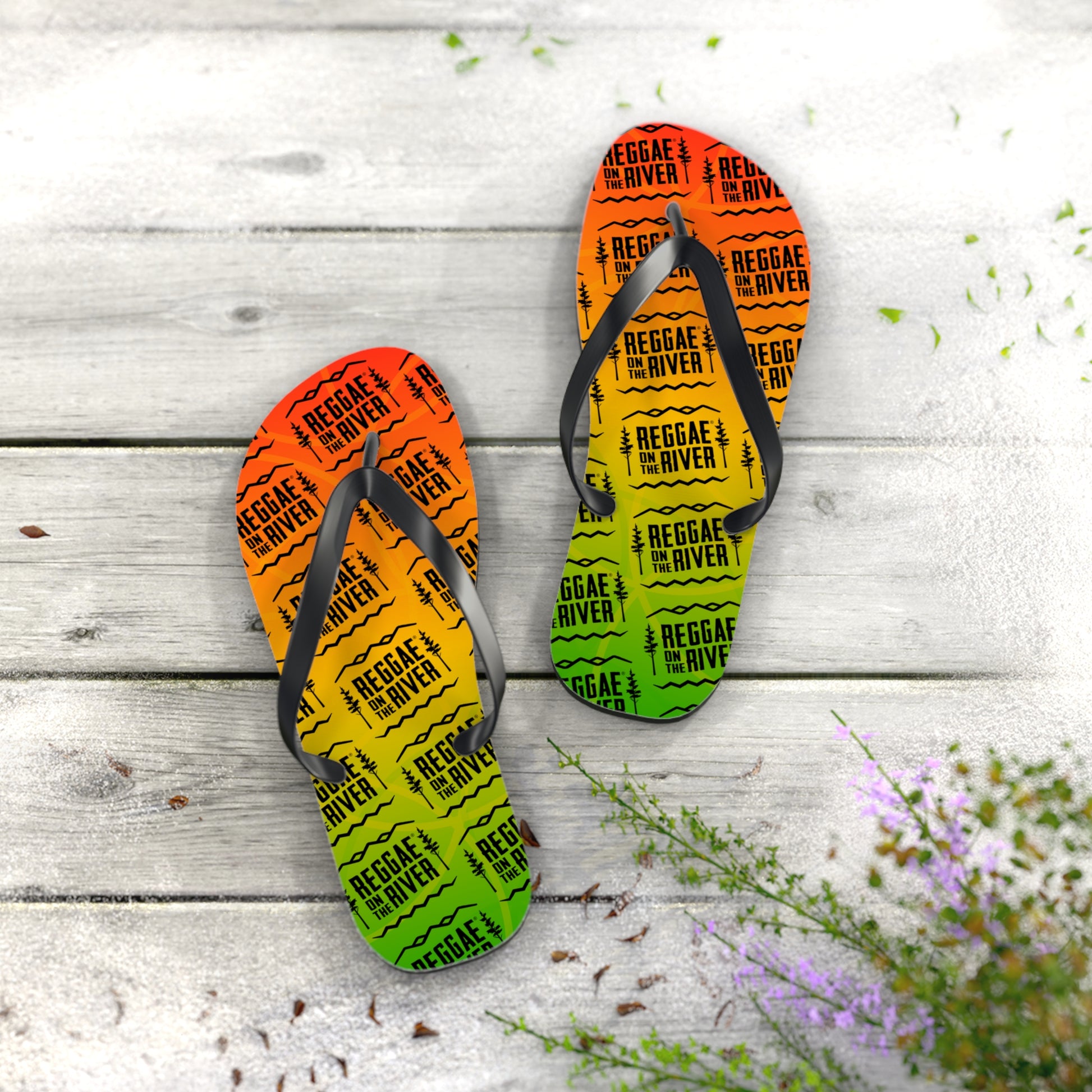 Reggae on the River Flip Flops — Rasta Sunset Beach Sandals