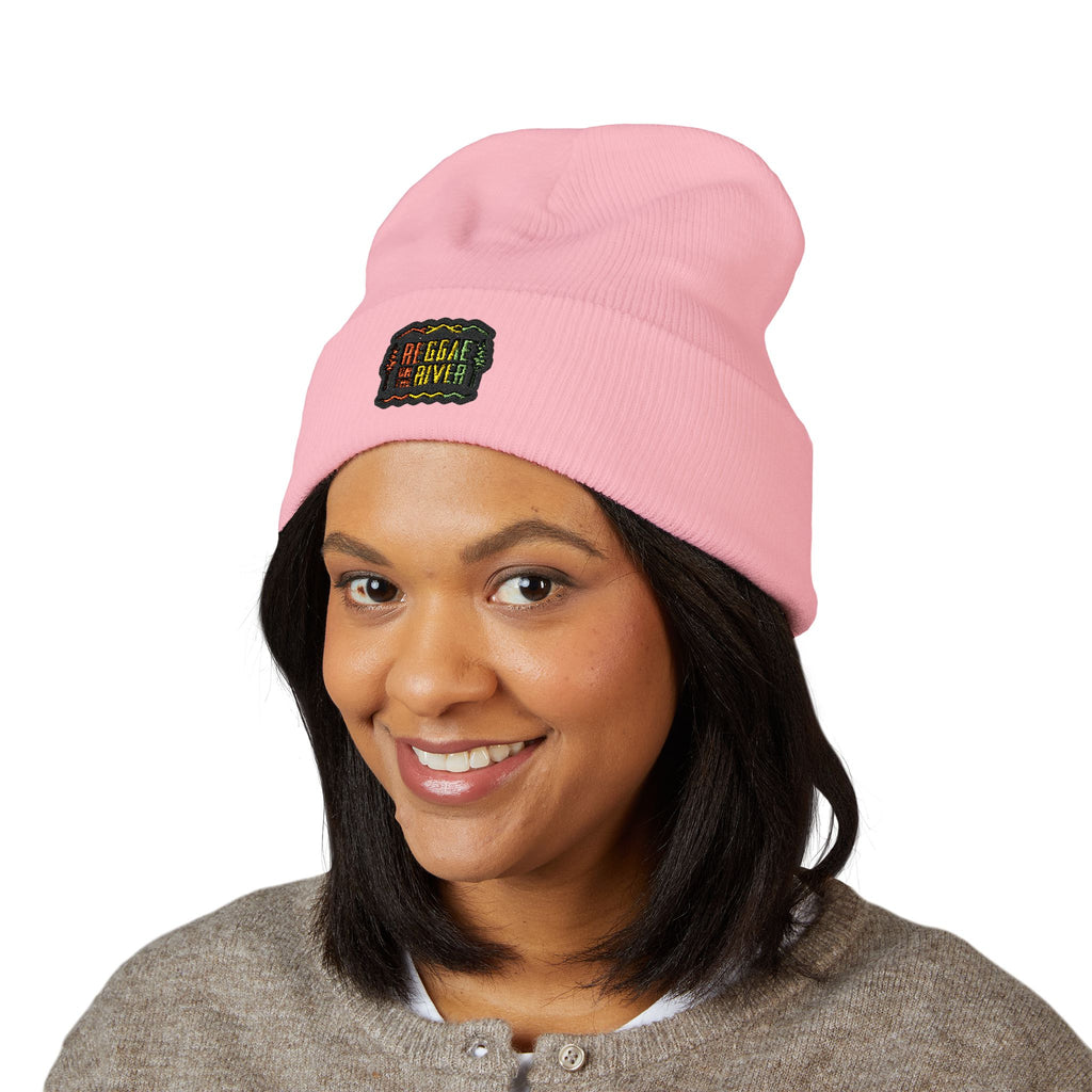 Embroidered Rasta Patch Beanie — Classic Cuffed Knit Hat