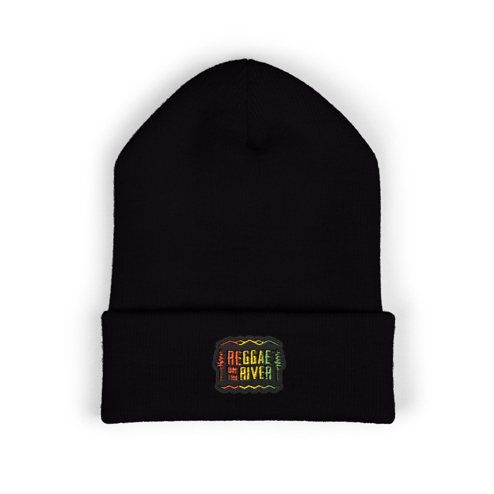 Embroidered Rasta Patch Beanie — Classic Cuffed Knit Hat