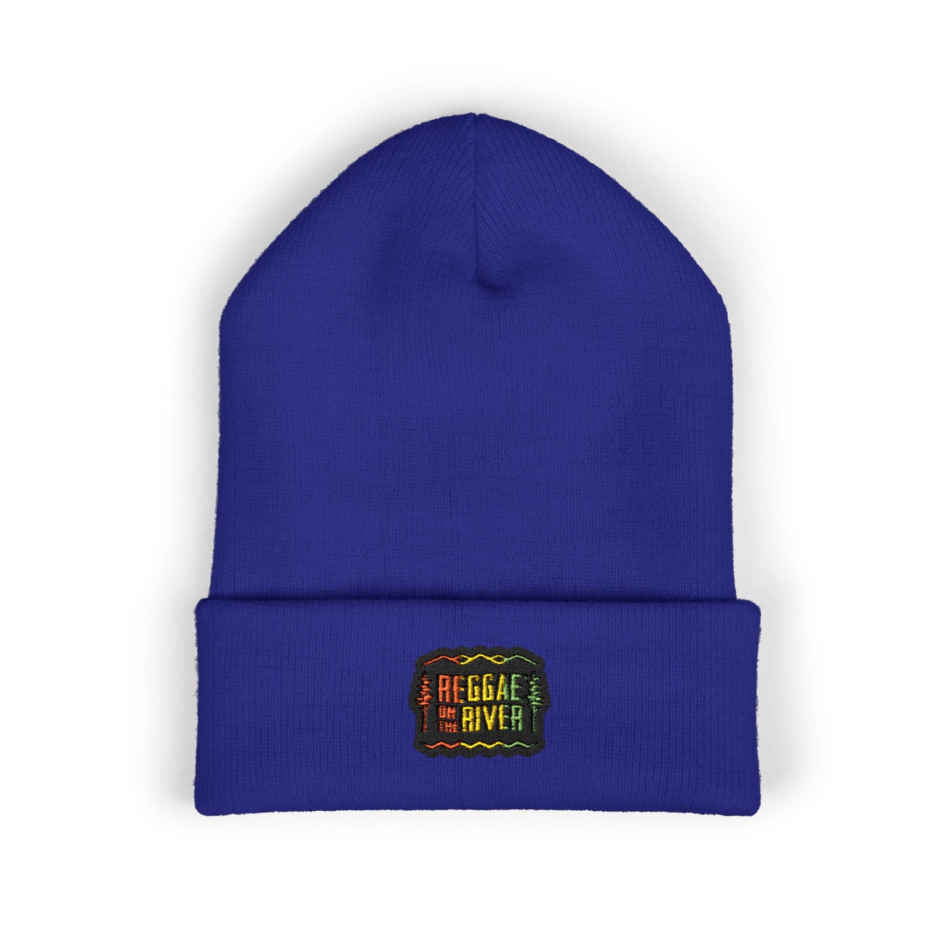 Embroidered Rasta Patch Beanie — Classic Cuffed Knit Hat