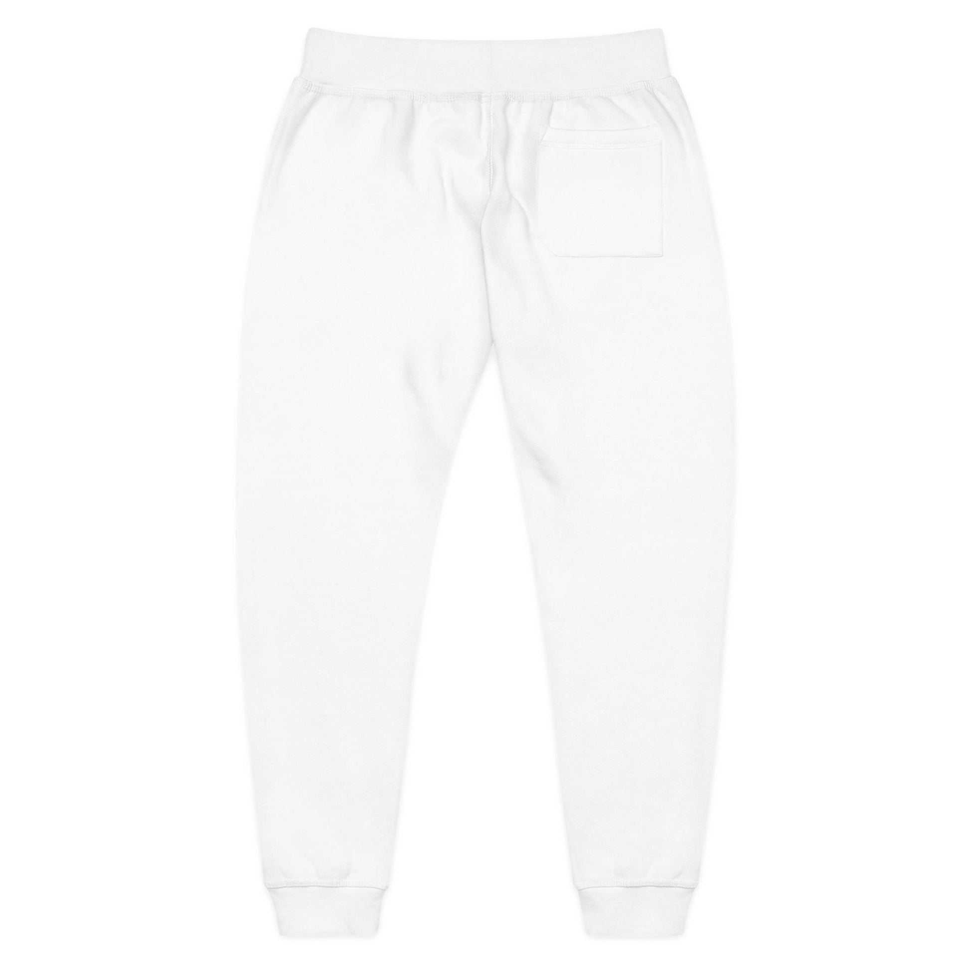 Embroidered Rasta Patch Fleece Sweatpants — Cozy White Joggers with Colorful Lion Patch
