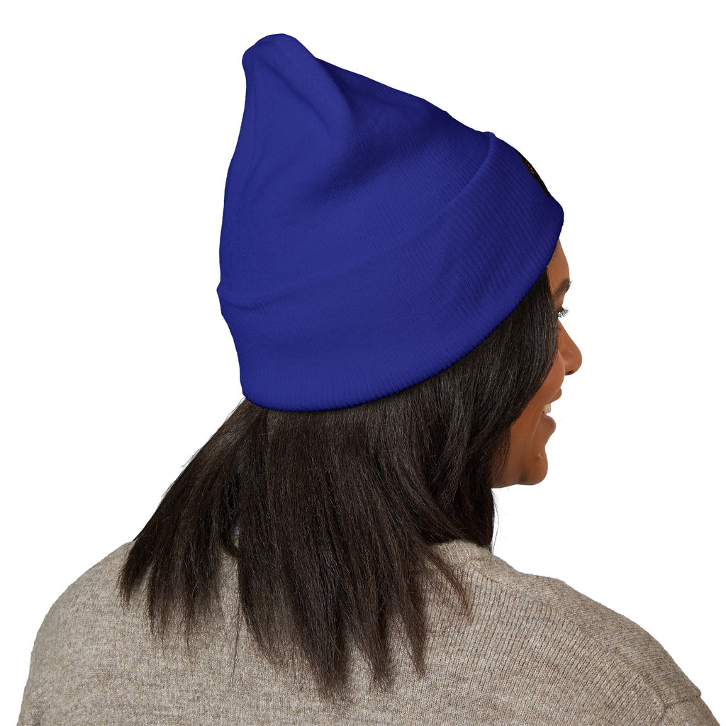 Embroidered Rasta Patch Beanie — Classic Cuffed Knit Hat