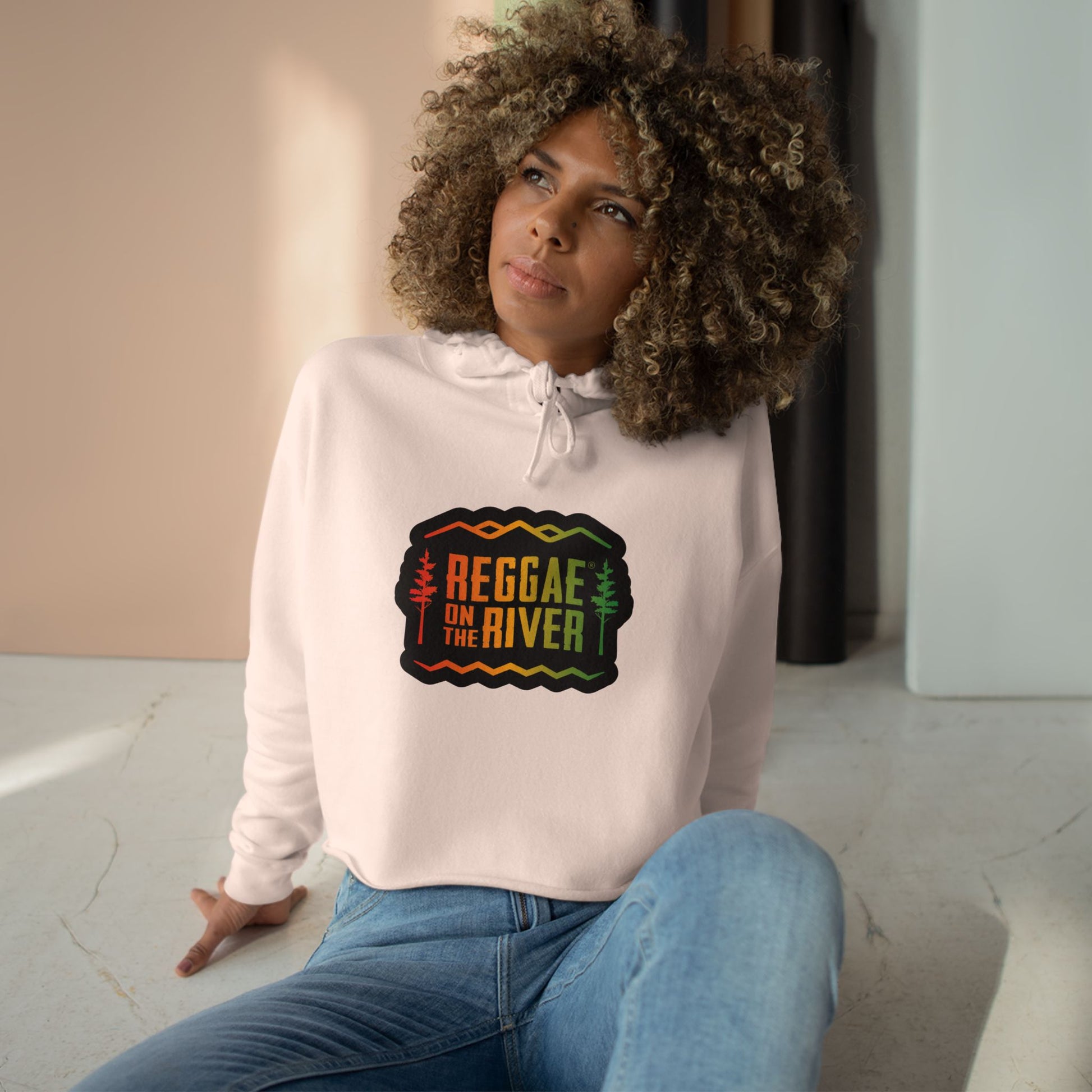 Reggae on the River Cropped Hoodie — Rasta Music Festival Crop Sweatshirt