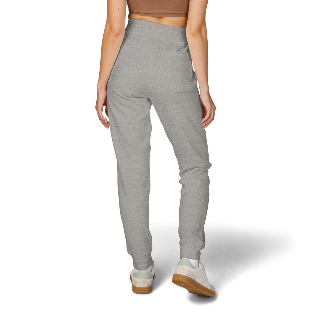 Embroidered Rasta Patch Fleece Sweatpants — Cozy White Joggers with Colorful Lion Patch