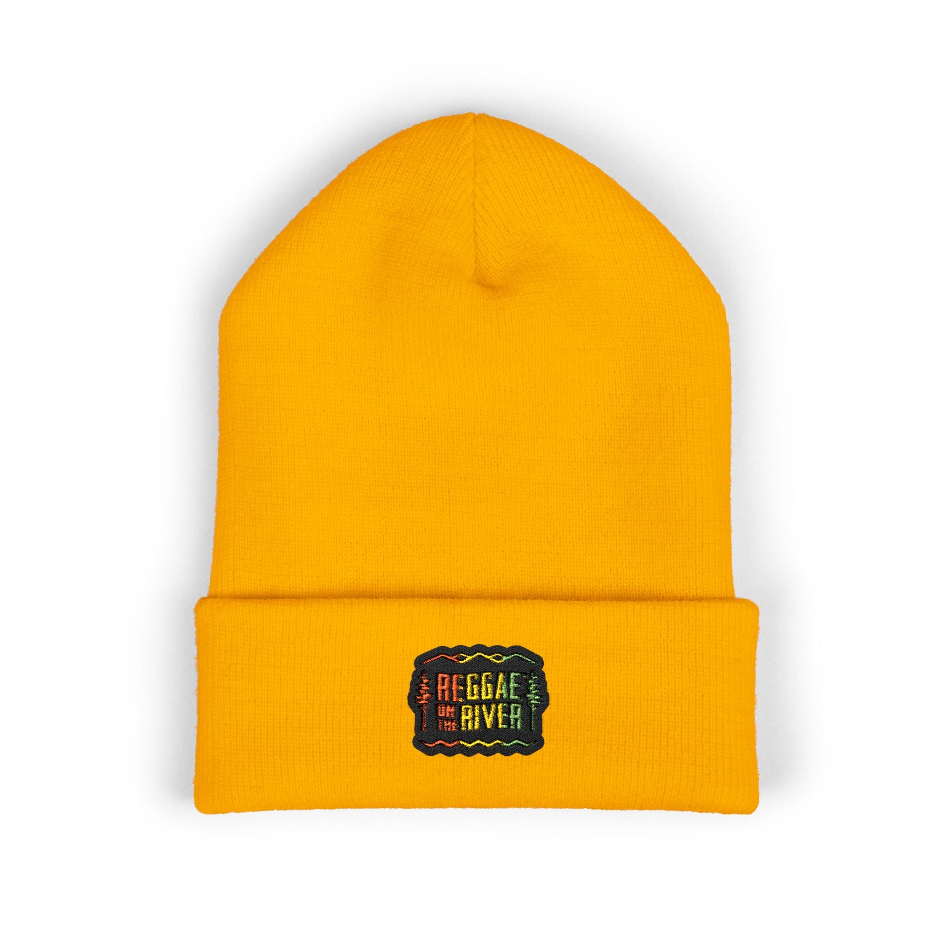 Embroidered Rasta Patch Beanie — Classic Cuffed Knit Hat