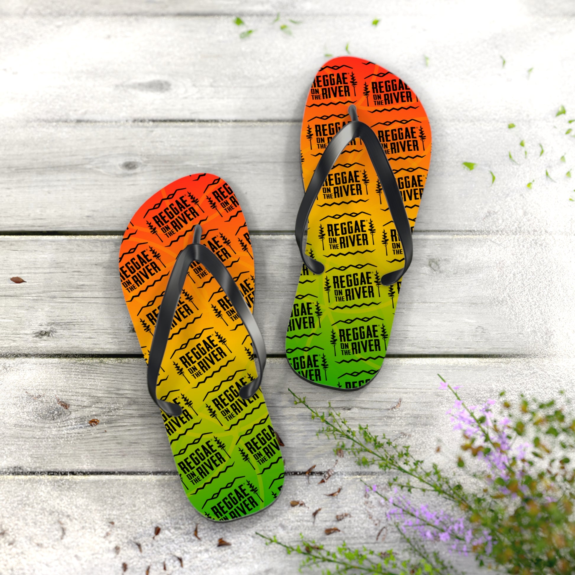 Reggae on the River Flip Flops — Rasta Sunset Beach Sandals